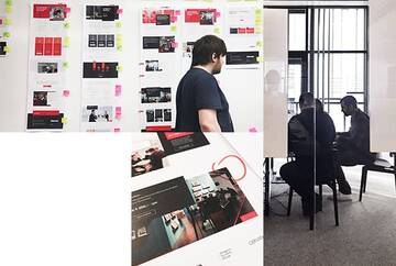 Eine Collage des Arbeitsprozesses an der Frankfurter Buchmesse Website