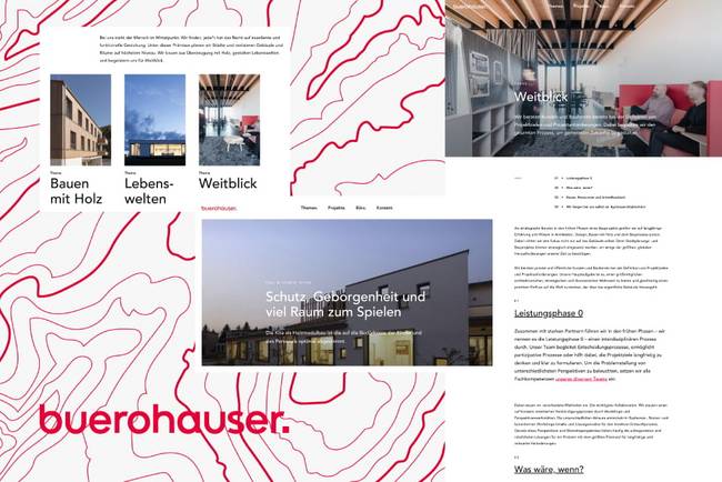 Snippets des neuen Design und der neuen Website von bürohauser