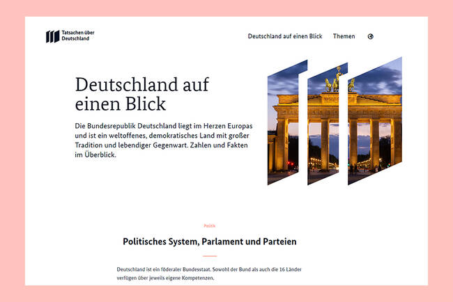 Ansicht der neuen Website von „Tatsachen über Deutschland“