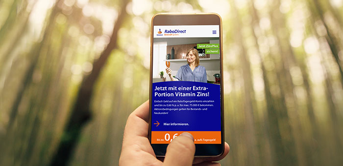 RaboDirect Startseite auf Smartphone